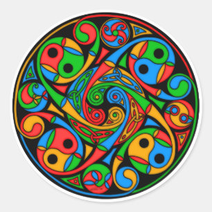 Sticker Rond Spirale en verre souillé de Celtic