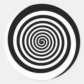 Sticker Rond Spirale hypnotique noire et blanche