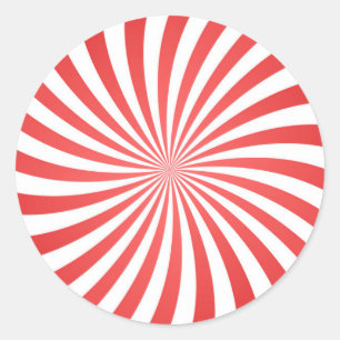 Sticker Rond Spirale rouge et blanche