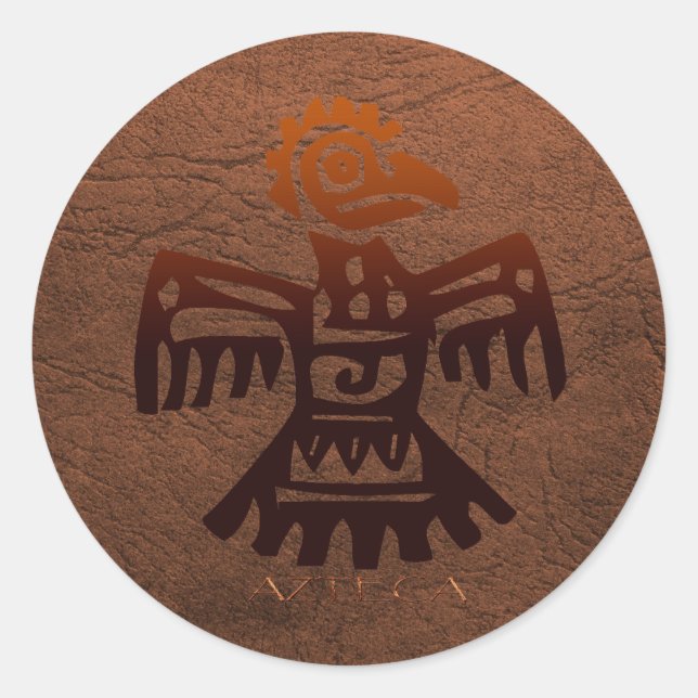 Sticker Rond Spirit of Mexico & Peru, Mayan Incan Design (Devant)