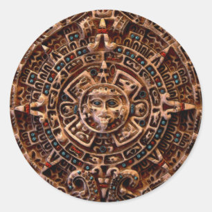 Sticker Rond Spirit of Mexico & Peru, Mayan Incan Design
