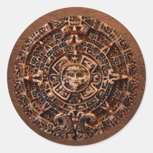 Sticker Rond Spirit of Mexico & Peru, Mayan Incan Design