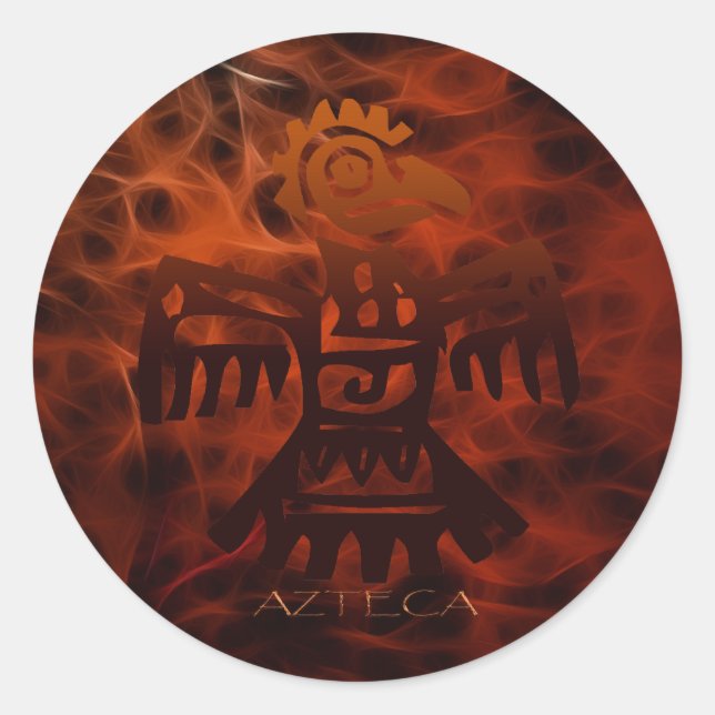 Sticker Rond Spirit of Mexico & Peru, Mayan Incan Design (Devant)