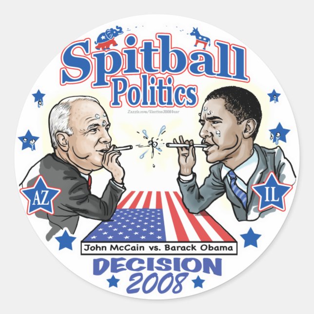 Sticker Rond Spitball Politics 2008 (Devant)