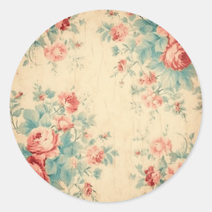 Sticker Rond Splendeurs Âgées, Peach Shabby Chic
