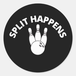 Sticker Rond Split Arrive Jouer À Bowling Sports Avec Des Amis