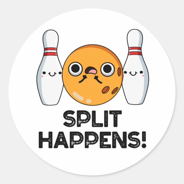 Sticker Rond Split Se Produit Drôle Bowling Pun (Devant)