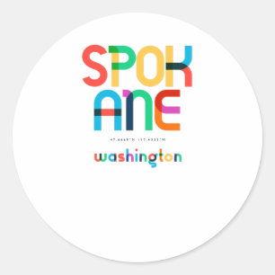 Sticker Rond Spokane Washington Mid Century, Pop Art,