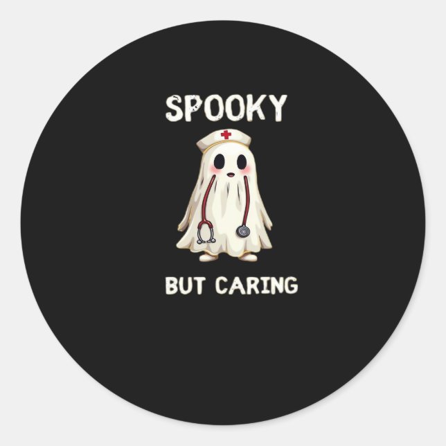 Sticker Rond SPOOKY BUT CARING Essential T-Shirt (Devant)