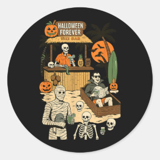 Sticker Rond Spooky Summer Halloween Retro Summer Horror