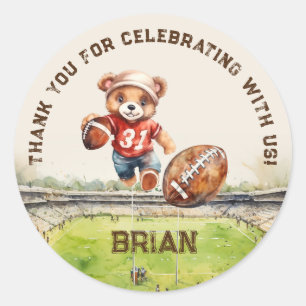 Sticker Rond sport football garçon 1er anniversaire merci