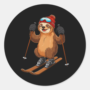 Sticker Rond Sports d'hiver de Sloth Skiing Adventure