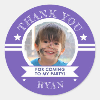 Sticker Rond Sports Enfants Photo Anniversaire Remerciement
