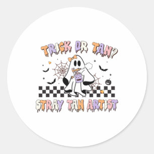 Sticker Rond Spray rétro Tan Artiste Halloween Fantômes Sthan T