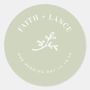 Sticker Rond SPRIG BOTANIQUE nouvelle vie moderne mariage vert 