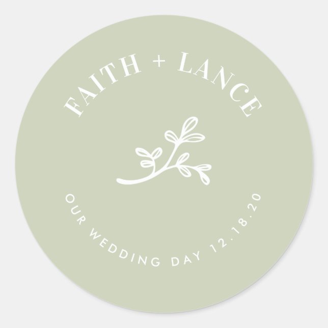 Sticker Rond SPRIG BOTANIQUE nouvelle vie moderne mariage vert  (Devant)