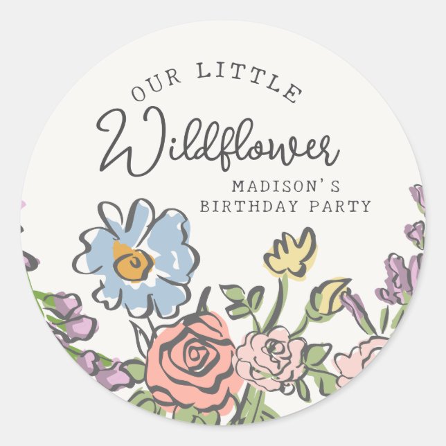 Sticker Rond Spring Garden Party Pastel Floral Anniversaire (Devant)