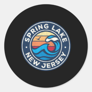 Sticker Rond Spring Lake New Jersey Nj Nautical Waves
