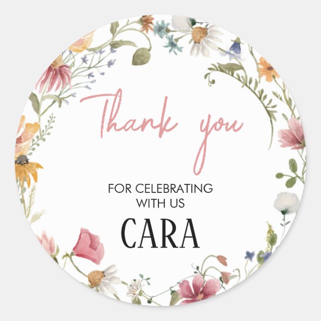 Sticker Rond Spring Little Fleur sauvage Anniversaire (Devant)