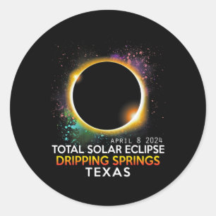 Sticker Rond Springs Texas Totalité Total Solaire Eclipse 2024