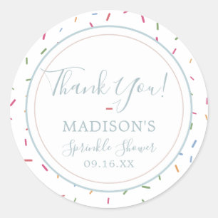 Sticker Rond Sprinkles colorés Baby Sprinkle Merci