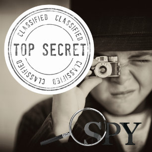 Sticker Rond Spy Surprise fête d'anniversaire Top Secret Classi