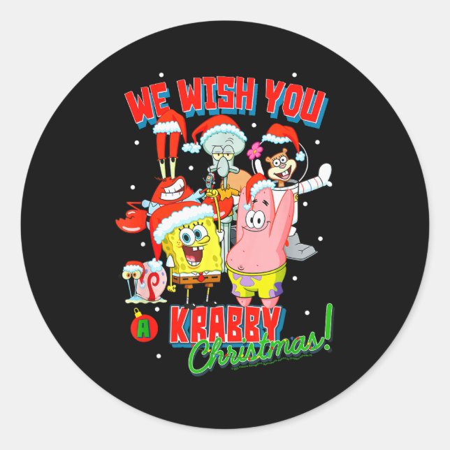 Sticker Rond Squarepants Crabby Christmas  (Devant)