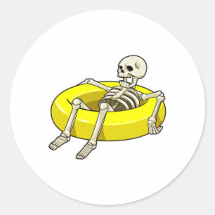 Sticker Rond Squelette à la natation avec anneau de natation
