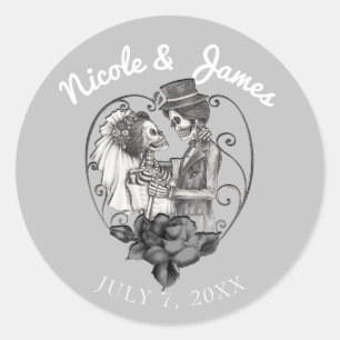 Sticker Rond Squelette Amour Couple Mariage Danse Mariage