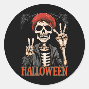 Sticker Rond Squelette Apocalypse Nuit Dans L'Halloween Drôle