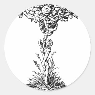 Sticker Rond Squelette Arbre mort mal Jardin d'Eden Connaissanc
