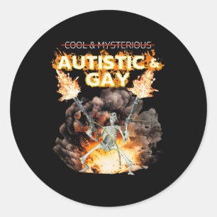 Sticker Rond Squelette Autiste Et Gay Maudit Autisme Mème