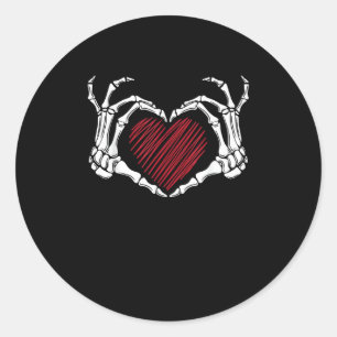 Sticker Rond Squelette Coeur main signe costume tendance Hallow