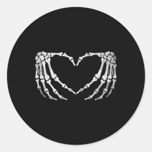 Sticker Rond Squelette Coeur main Signer Costume d'Halloween Vi