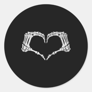 Sticker Rond Squelette Coeur main Signer Costume d'Halloween Vi