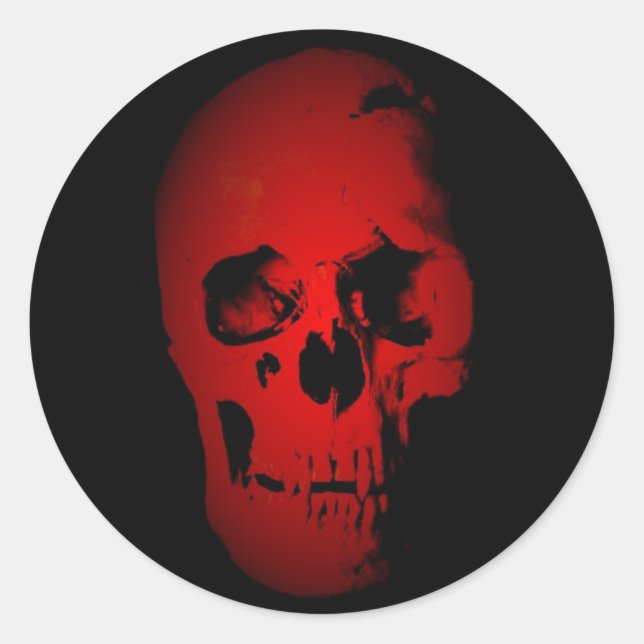 Sticker Rond Squelette crâne rouge (Devant)