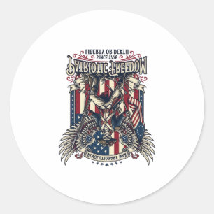Sticker Rond Squelette de guerre révolutionnaire patriotique so