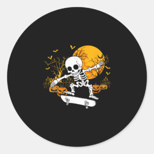 Sticker Rond Squelette de skateboard Halloween skateboarding sk