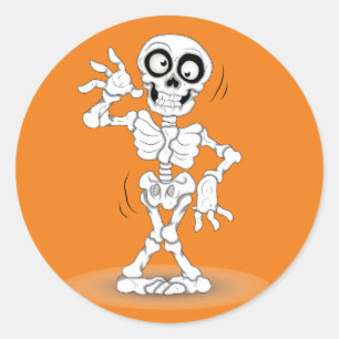 Sticker Rond Squelette d'Halloween Animé
