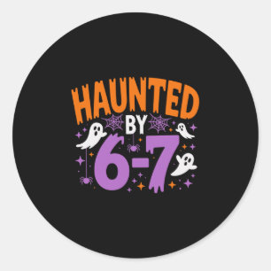 Sticker Rond Squelette d'Halloween ensorcelé Numéro Six Sept