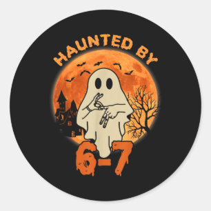 Sticker Rond Squelette d'Halloween ensorcelé Numéro Six Sept En
