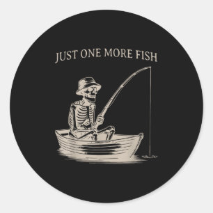 Sticker Rond Squelette drôle de pêche encore un poisson de bate