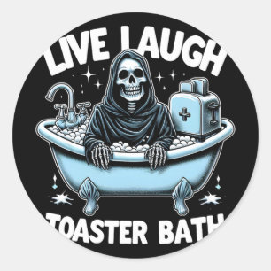 Sticker Rond Squelette Drôle Halloween Toaster de Rire en Direc