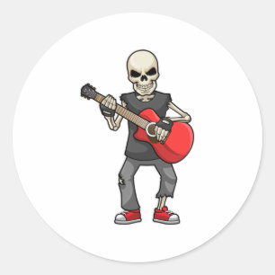 Sticker Rond Squelette en musique avec guitare