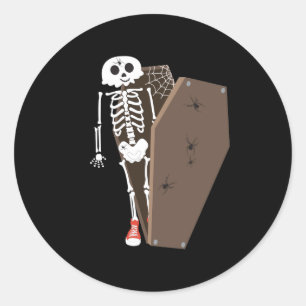 Sticker Rond Squelette et café Halloween Design