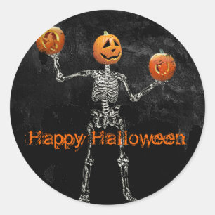 Sticker Rond Squelette et lanternes de Jack O