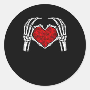 Sticker Rond Squelette Mains de coeur Signe Saint Valentin Mign