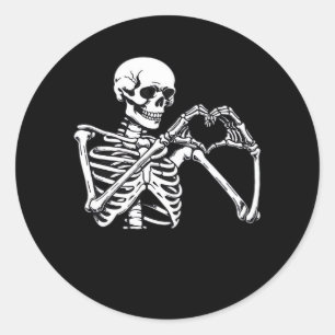 Sticker Rond Squelette Mains de coeur Signer Costume d'Hallowee