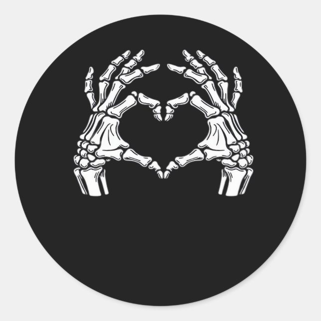 Sticker Rond Squelette Mains du coeur Signal Costume d'Hallowee (Devant)