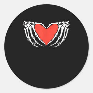 Sticker Rond Squelette Mains Formant Coeur - Déplaisant Hallo g